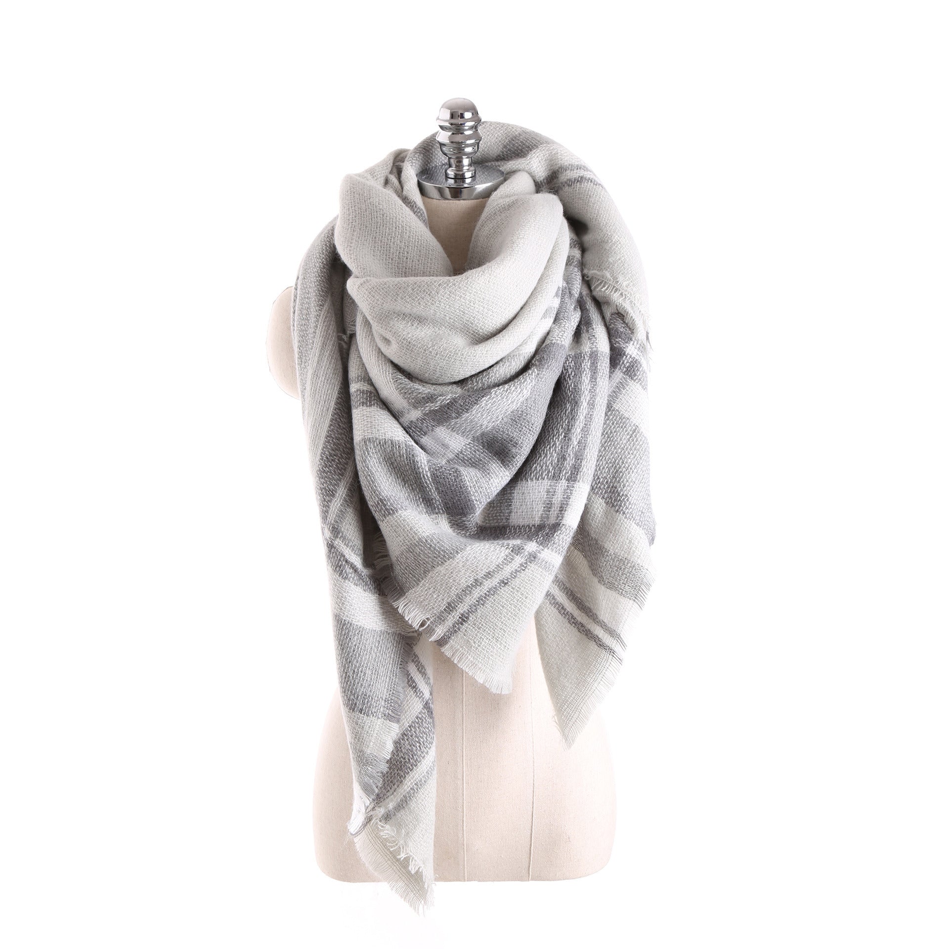 Winter dual-use long shawl British plaid contrast color imitation cashmere large square