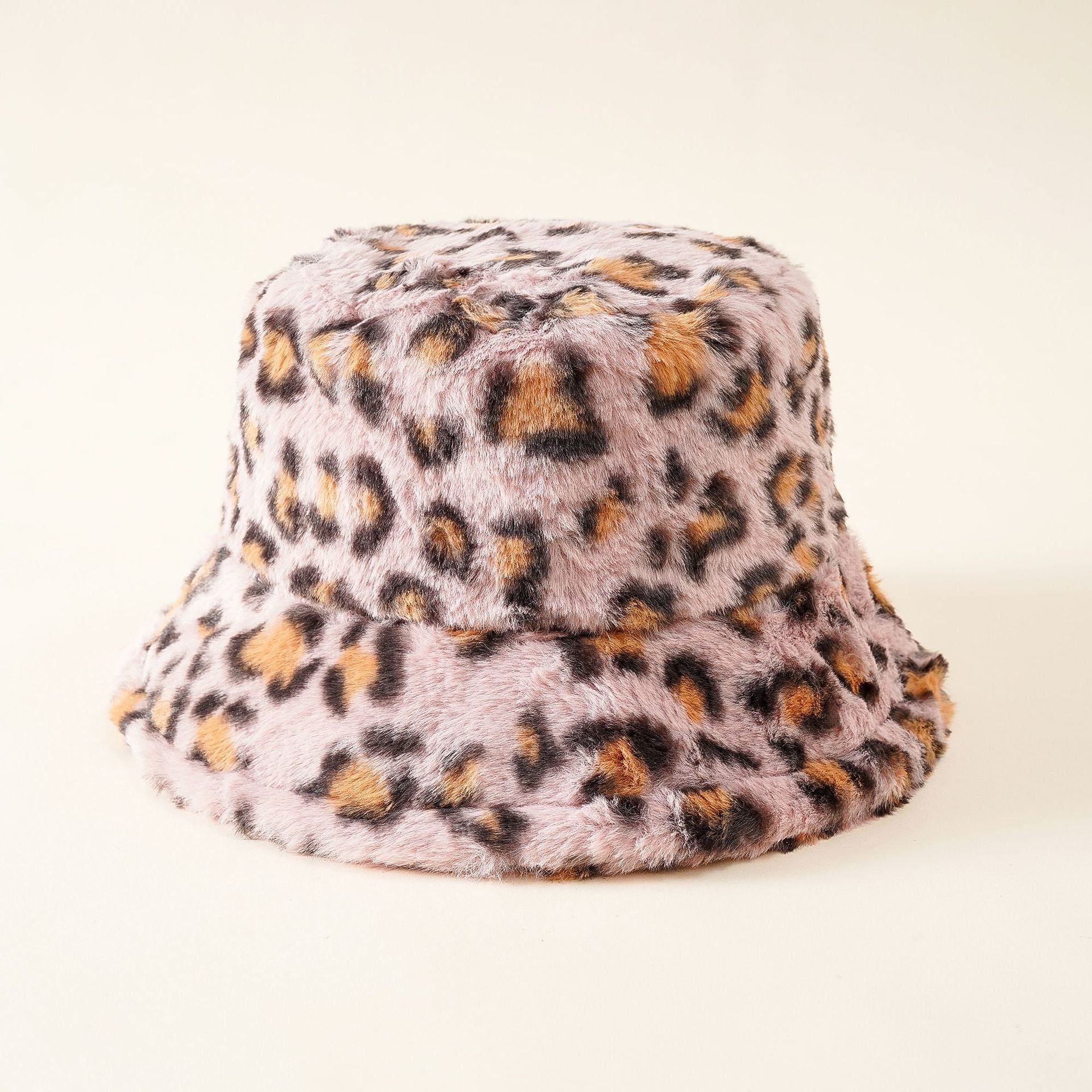 Net red fashionable plush fleece leopard fisherman hat female autumn and winter Korean version ins thickened warm basin hat tide