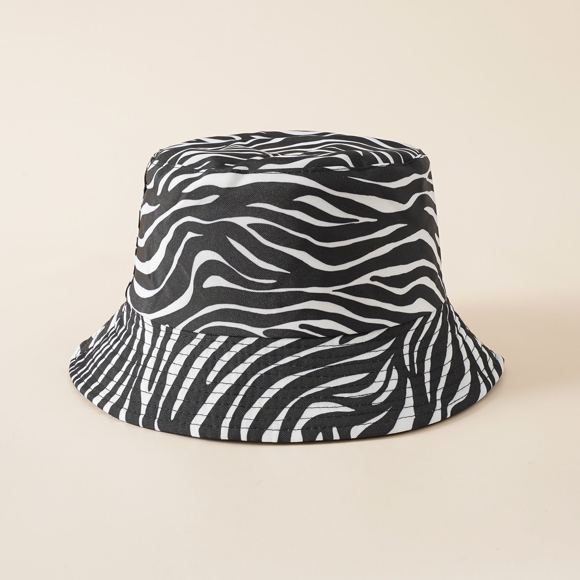 Zebra pattern fisherman hat spring and autumn sunscreen face cover hat female summer Korean version of the tide bucket sunshade all-match basin hat