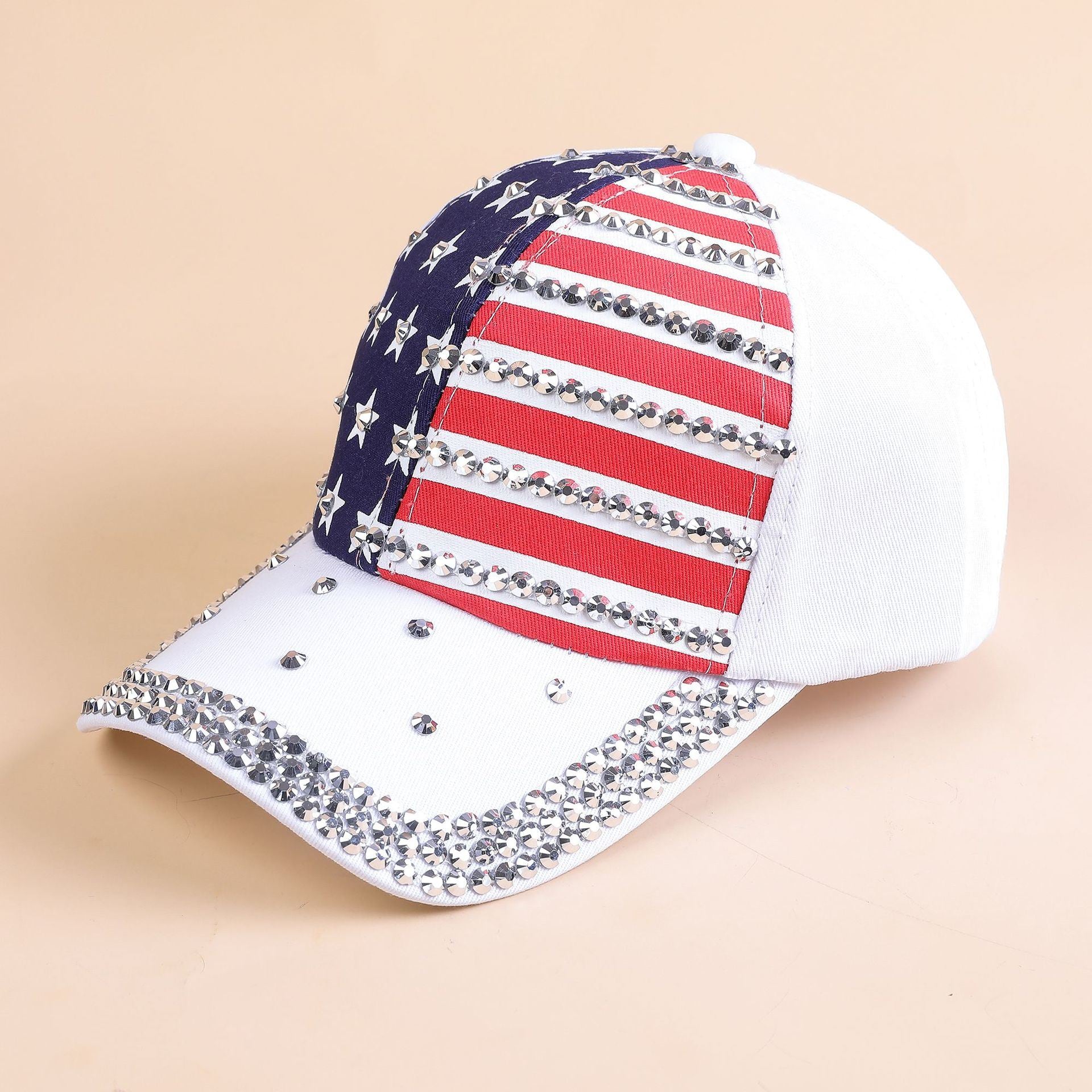 Foreign trade cross-border new summer American version of the tide American flag diamond-studded baseball cap sun hat men and women with the same style peaked cap