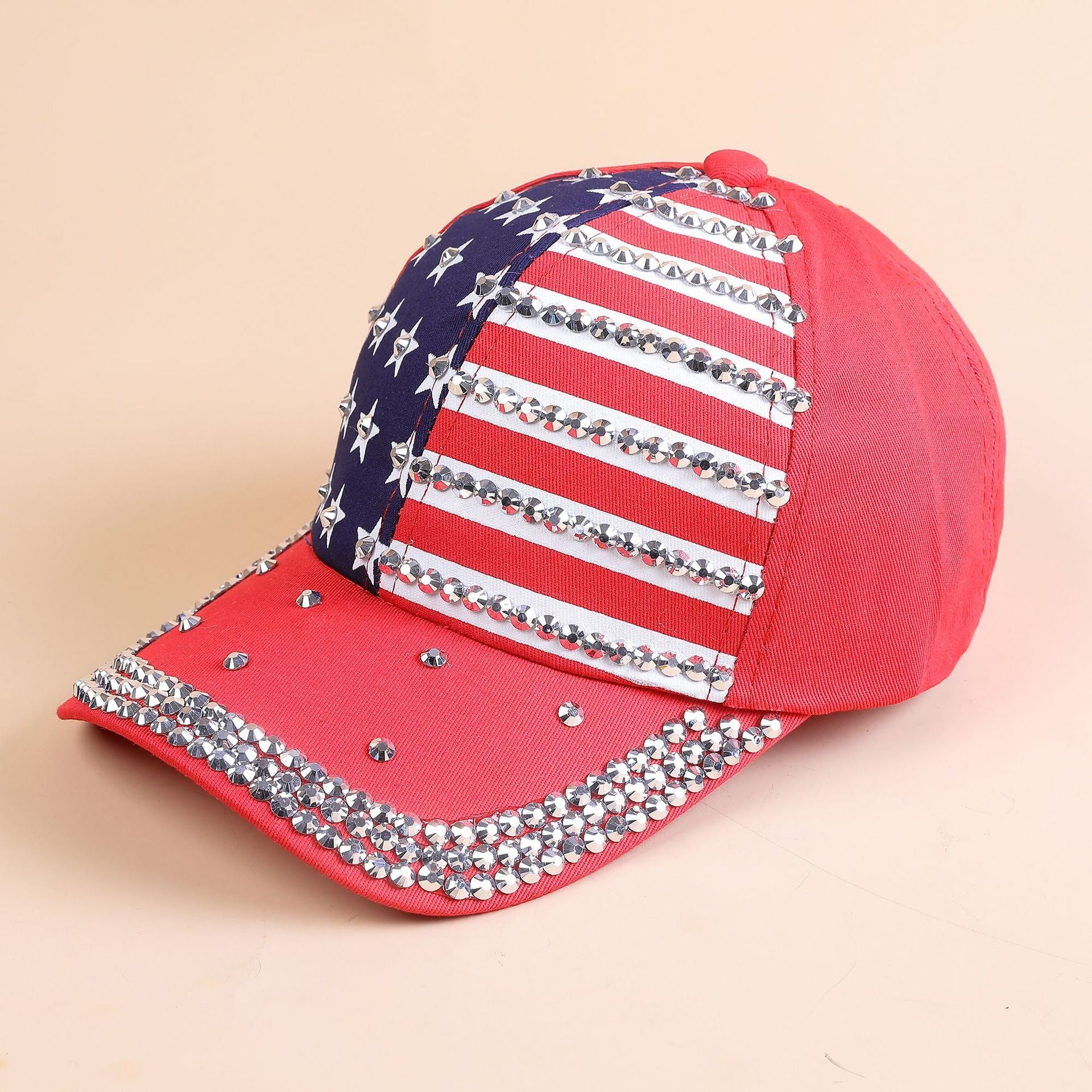 Foreign trade cross-border new summer American version of the tide American flag diamond-studded baseball cap sun hat men and women with the same style peaked cap