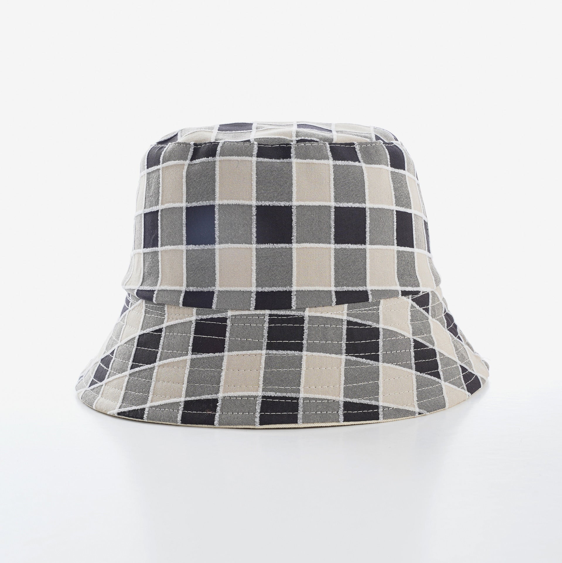 Hat women's trendy double-sided plaid fisherman hat casual basin hat summer sunshade good-looking fisherman hat