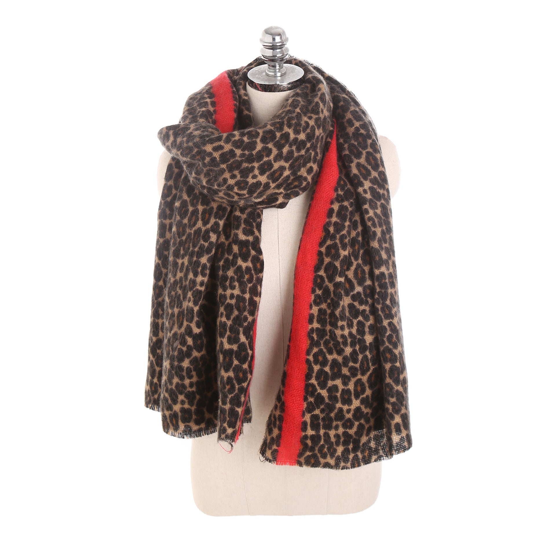 women's autumn and winter leopard pattern imitation cashmere shawl scarf