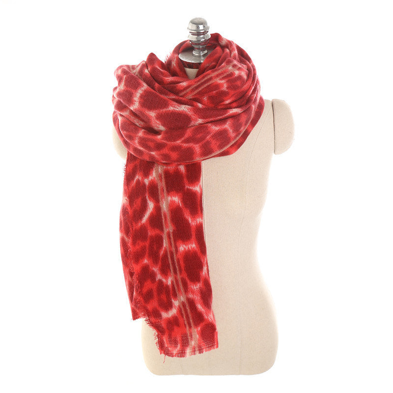 women's autumn and winter leopard pattern imitation cashmere shawl scarf