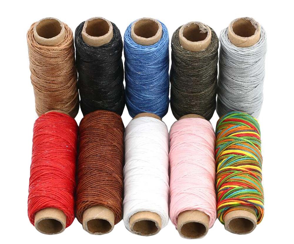 150D 0.8MM Leather Sewing Waxed Thread Flat Waxed Thread 10pcs[Multicolor]