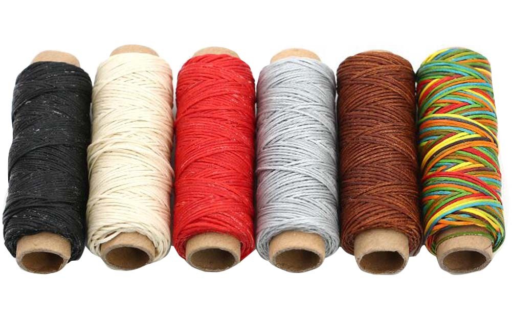 150D 0.8MM Leather Sewing Waxed Thread Flat Waxed Thread 6pcs[Multicolor]