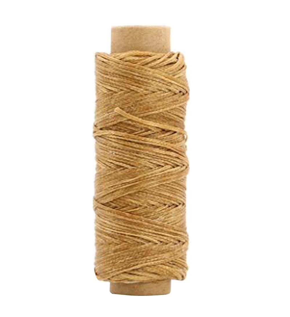 150D 0.8MM Leather Sewing Waxed Thread Flat Waxed Thread 2pcs[Khaki]