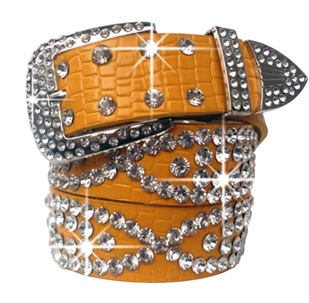 Women Rhinestone Belt Western Cowgirl Bling Studded Belt for Jeans Dress #44