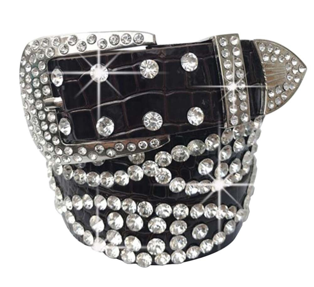 Women Rhinestone Belt Western Cowgirl Bling Studded Belt for Jeans Dress #47