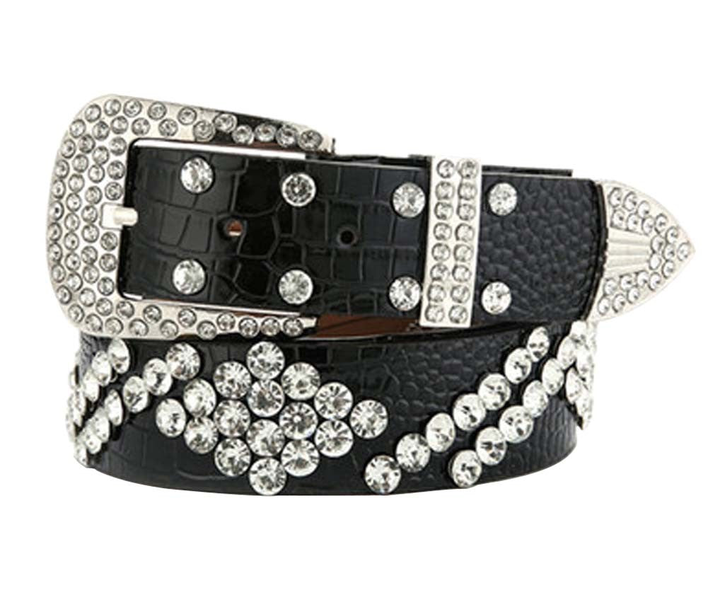 Women Rhinestone Belt Western Cowgirl Bling Studded Belt for Jeans Dress #29