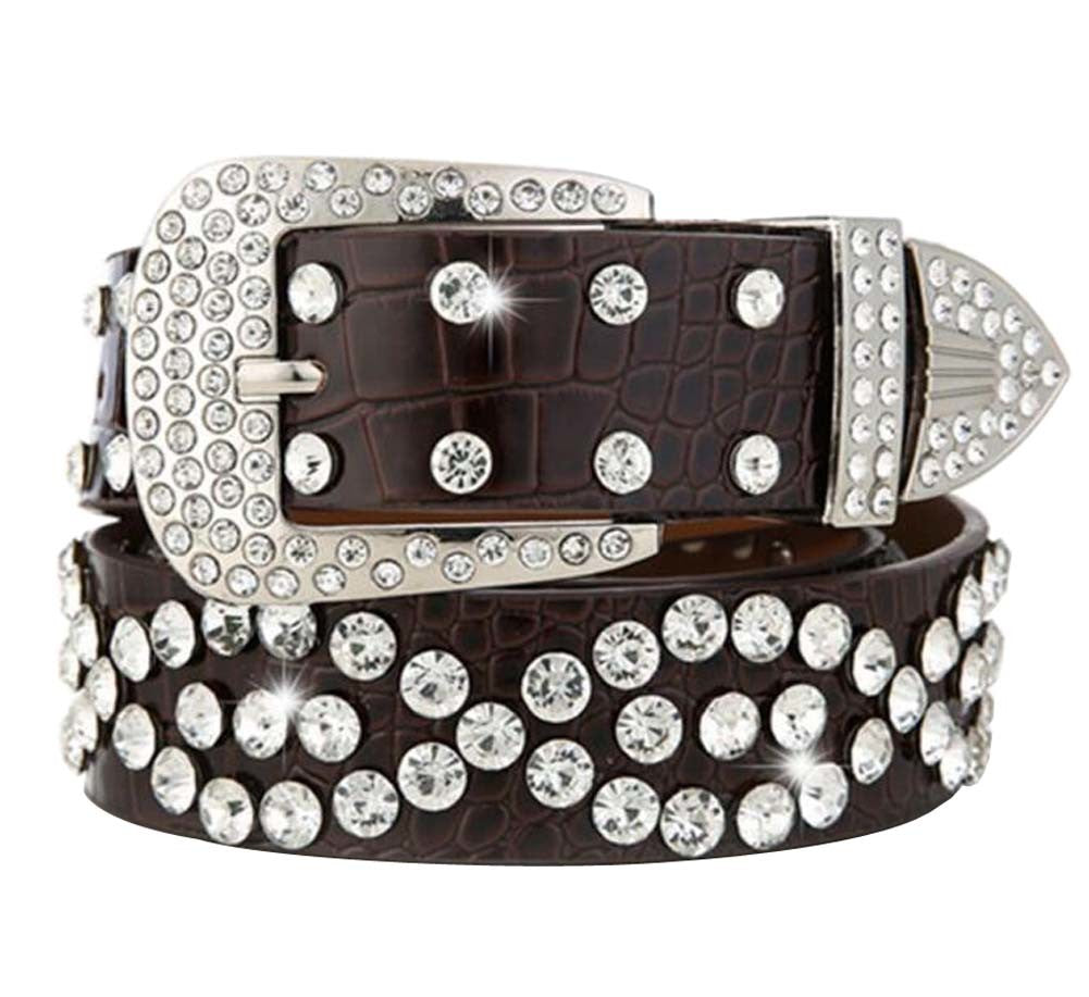 Women Rhinestone Belt Western Cowgirl Bling Studded Belt for Jeans Dress #28