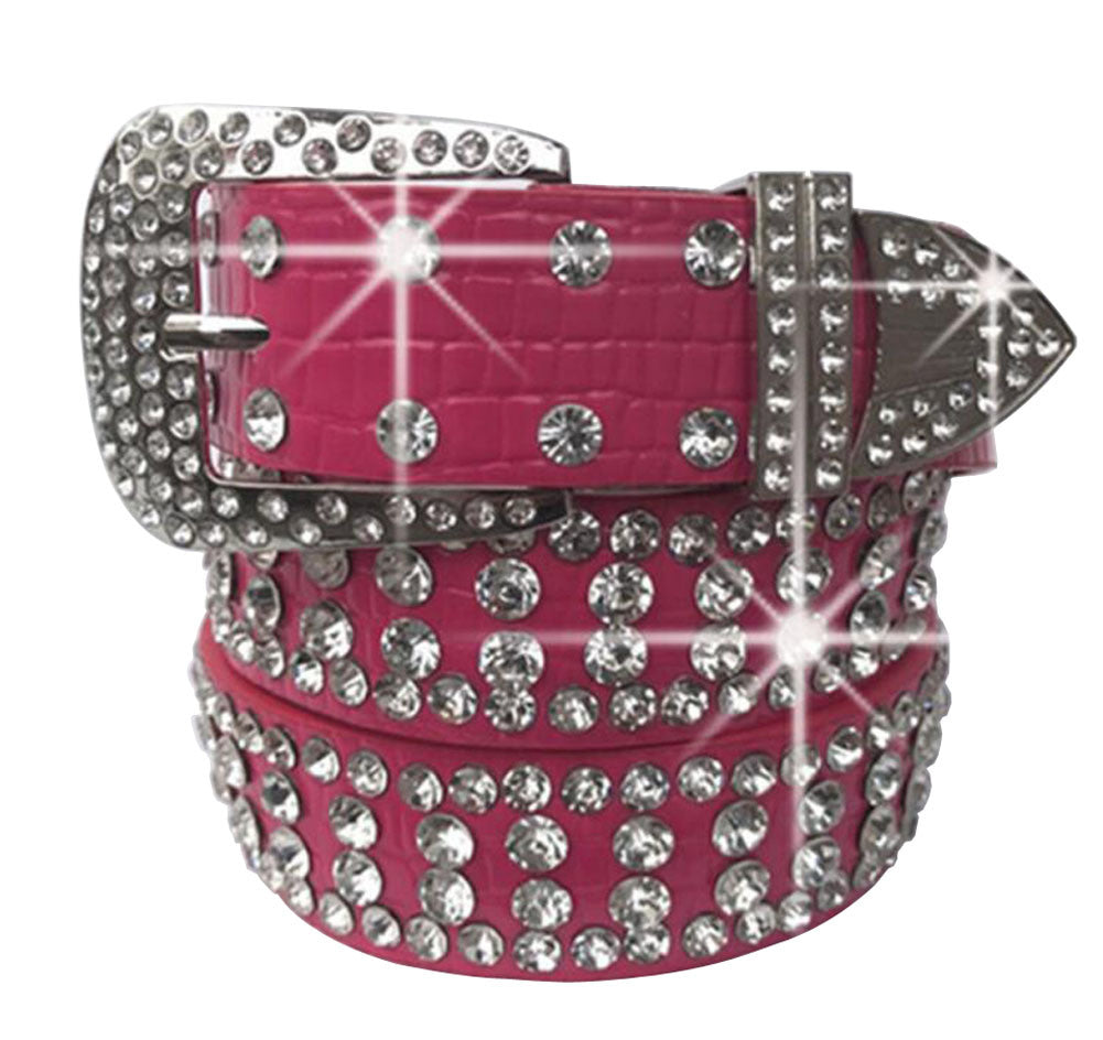 Women Rhinestone Belt Western Cowgirl Bling Studded Belt for Jeans Dress #06