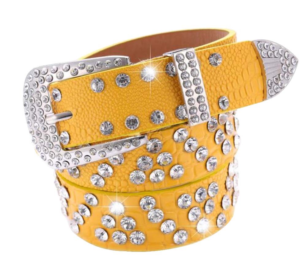 Women Rhinestone Belt Western Cowgirl Bling Studded Belt for Jeans Dress #22