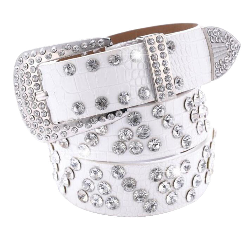 Women Rhinestone Belt Western Cowgirl Bling Studded Belt for Jeans Dress #20