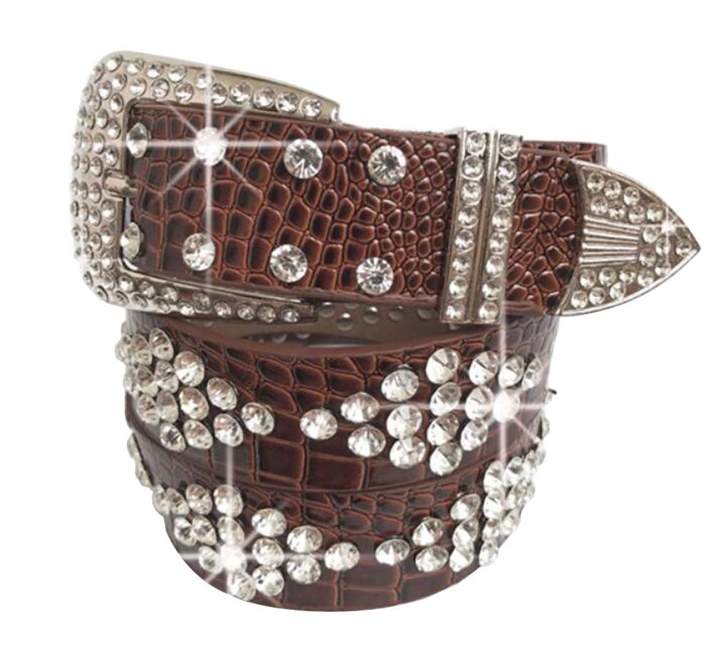 Women Rhinestone Belt Western Cowgirl Bling Studded Belt for Jeans Dress #39