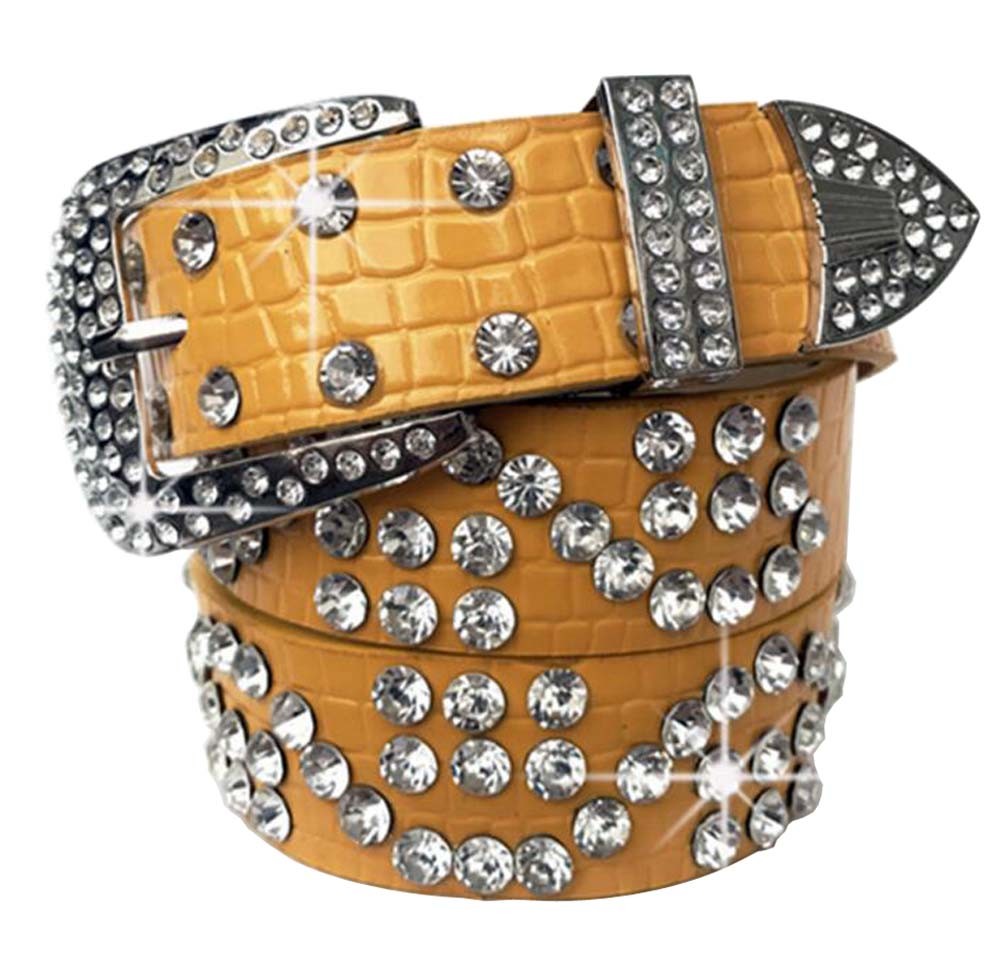 Women Rhinestone Belt Western Cowgirl Bling Studded Belt for Jeans Dress #16