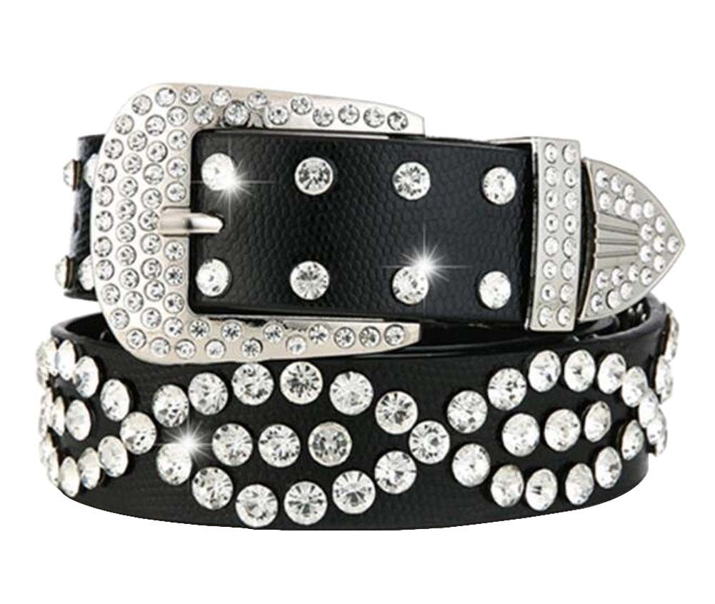 Women Rhinestone Belt Western Cowgirl Bling Studded Belt for Jeans Dress #23