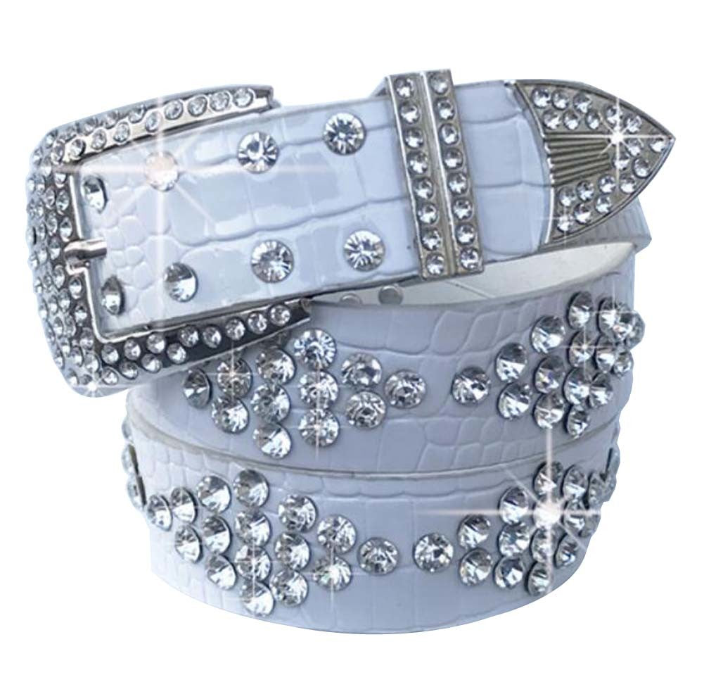 Women Rhinestone Belt Western Cowgirl Bling Studded Belt for Jeans Dress #35