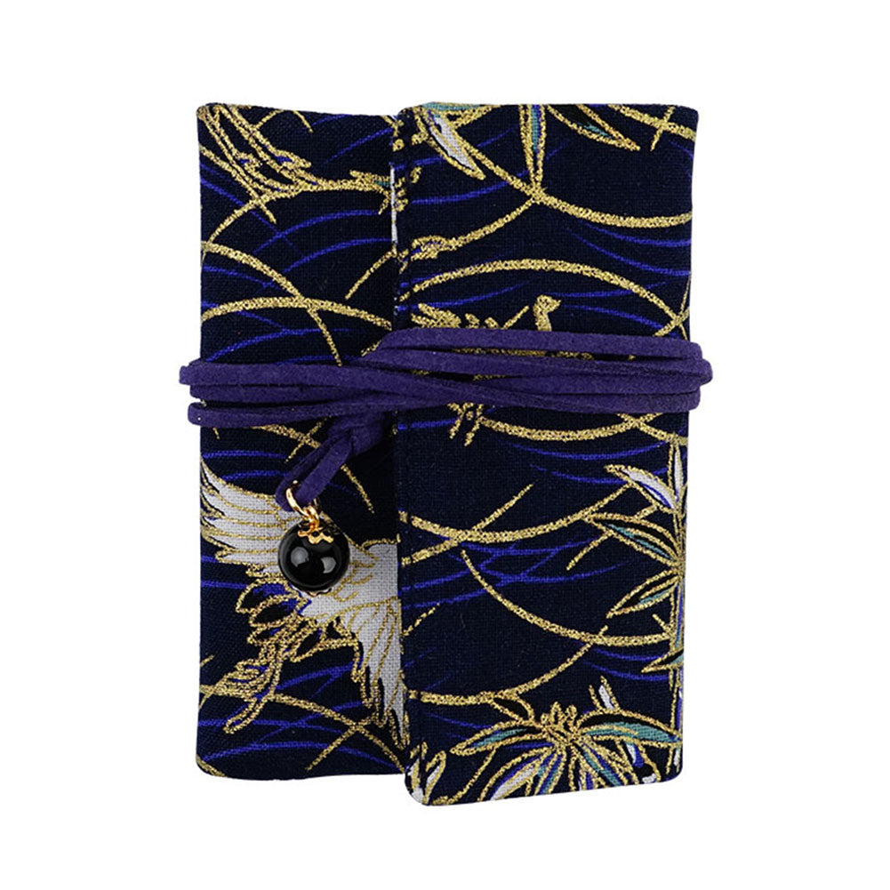 Japanese Style Crane Fold Credit Card Holder Organizer Rope Closure Card Pocket for Elegant Ladies,Navy