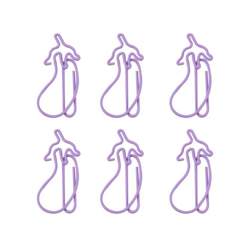 20 Pcs Purple Eggplant Paper Clips Cute Vegatable Shaped Bookmarks Pins Office Supplies Metal Document Organizing Paper Clips