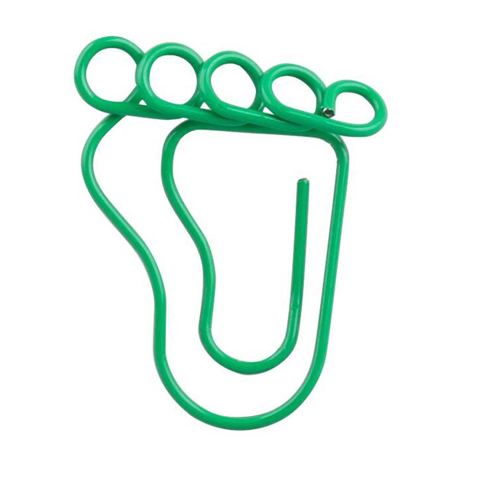 16 Pcs Green Footprint Paper Clips Cute Shaped Bookmarks Pins Office Supplies Metal Document Organizing Paper Clips