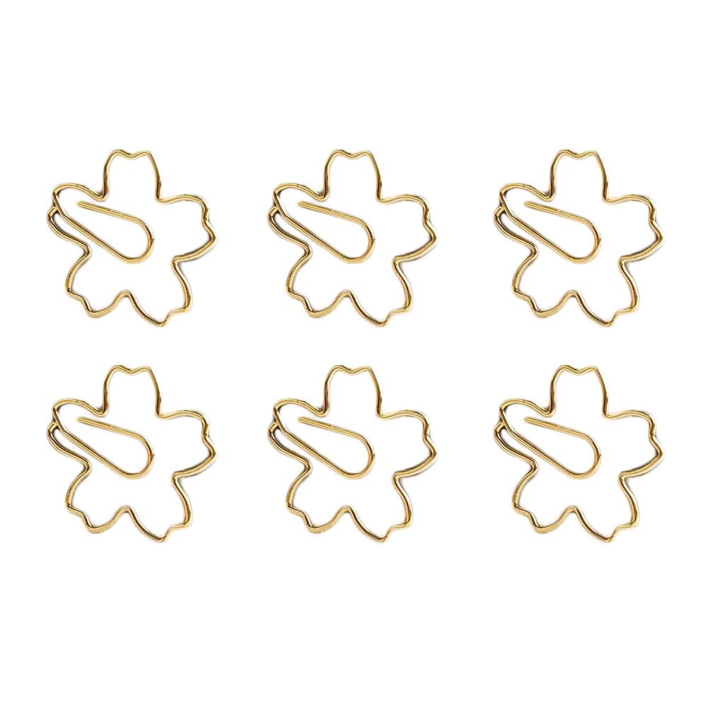 12 Pcs Golden Sakura Paper Clips Cute Bookmarks Flower Shaped Pins Metal Paper Clips Document Organizing Office Supplies