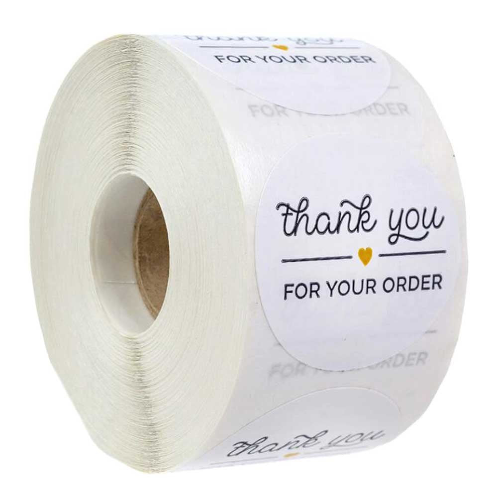 500 Pcs Thank You for Your Order Stickers Round Circle Label Stickers Thank You Decorative Seal Stickers, 1 Roll