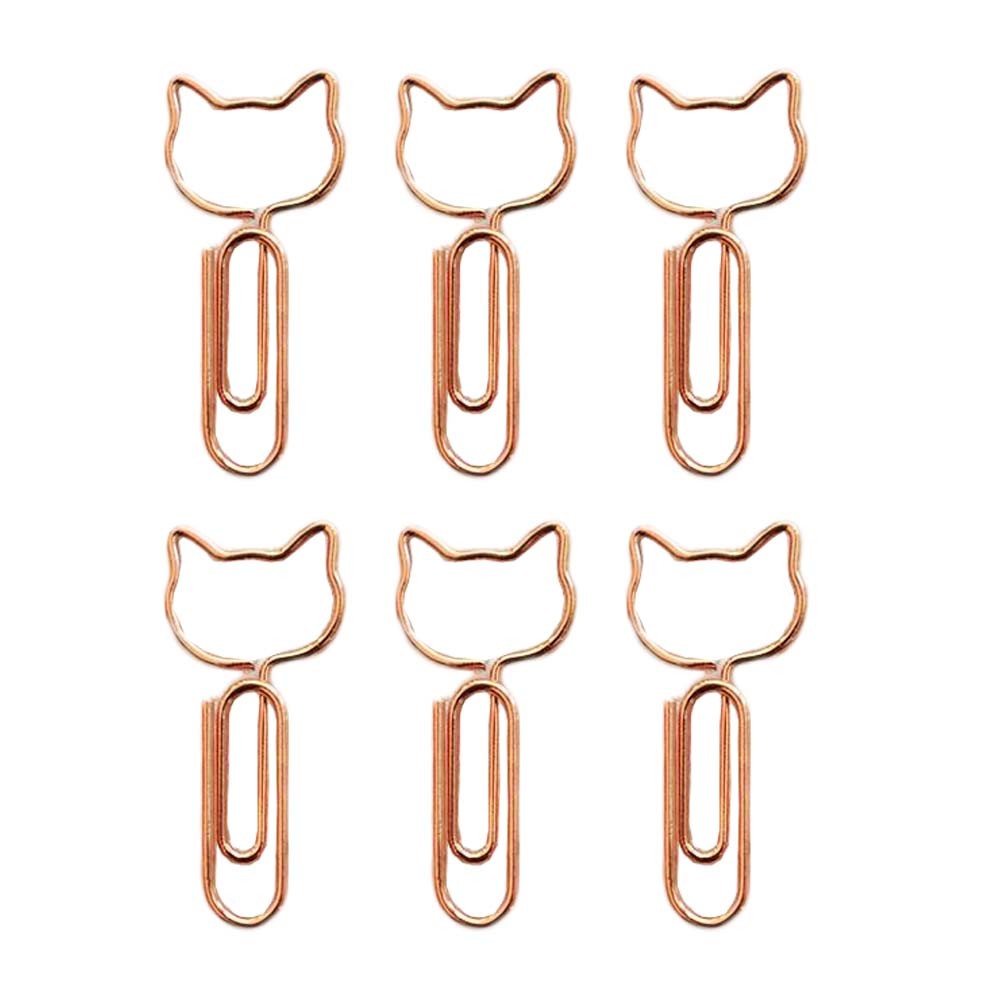 20 Pcs Pink Cat Paper Clips Cute Animal Shaped Bookmarks Pins Office Supplies Metal Document Organizing Paper Clips