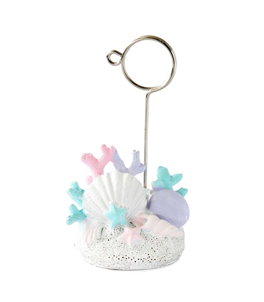 Resin Card Photo Holders Stand Table Number Menu Memo Clip Holder Desk Decor, Coral