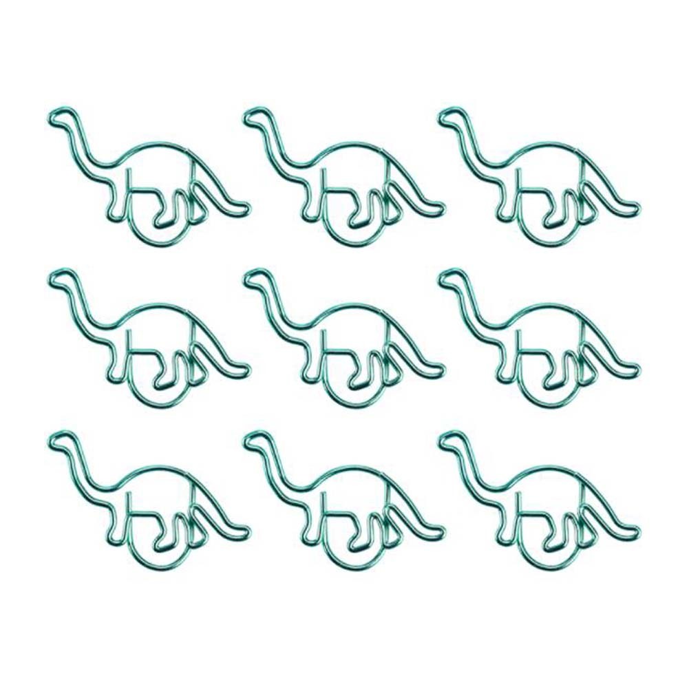 20 Pcs Green Dinosaur Paper Clips Cute Animal Shaped Bookmarks Pins Metal Document Organizing Paper Clips Office Supplies