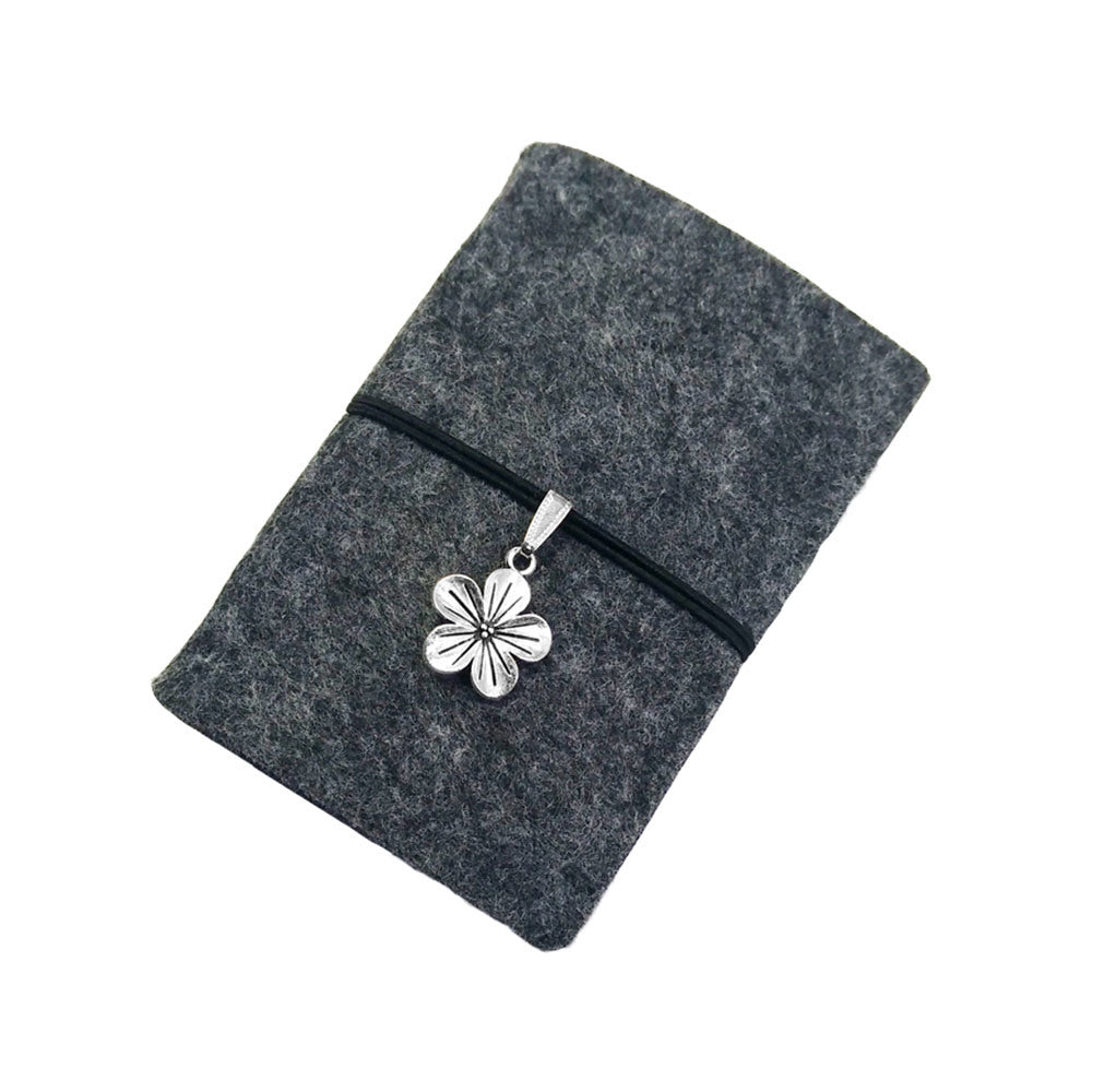 Business Card Holder Vintage Felt Rope Closure Credit Card Name Card Organizer - Deep Grey