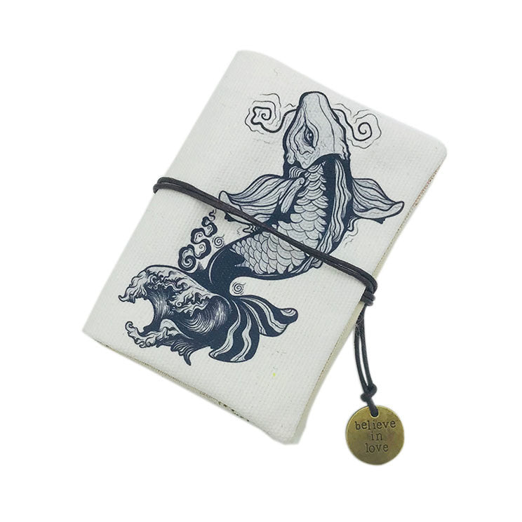 Japanese Style Business Card Holder Jumping Carp Rope Closure Credit Card Pocket Organizer