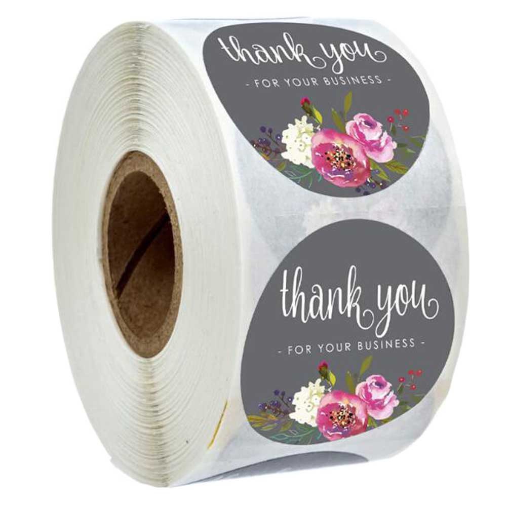 500 Pcs Grey Thank You for Your Business Stickers for Bakeries Handmade Goods Small Business Owner, 1 Roll