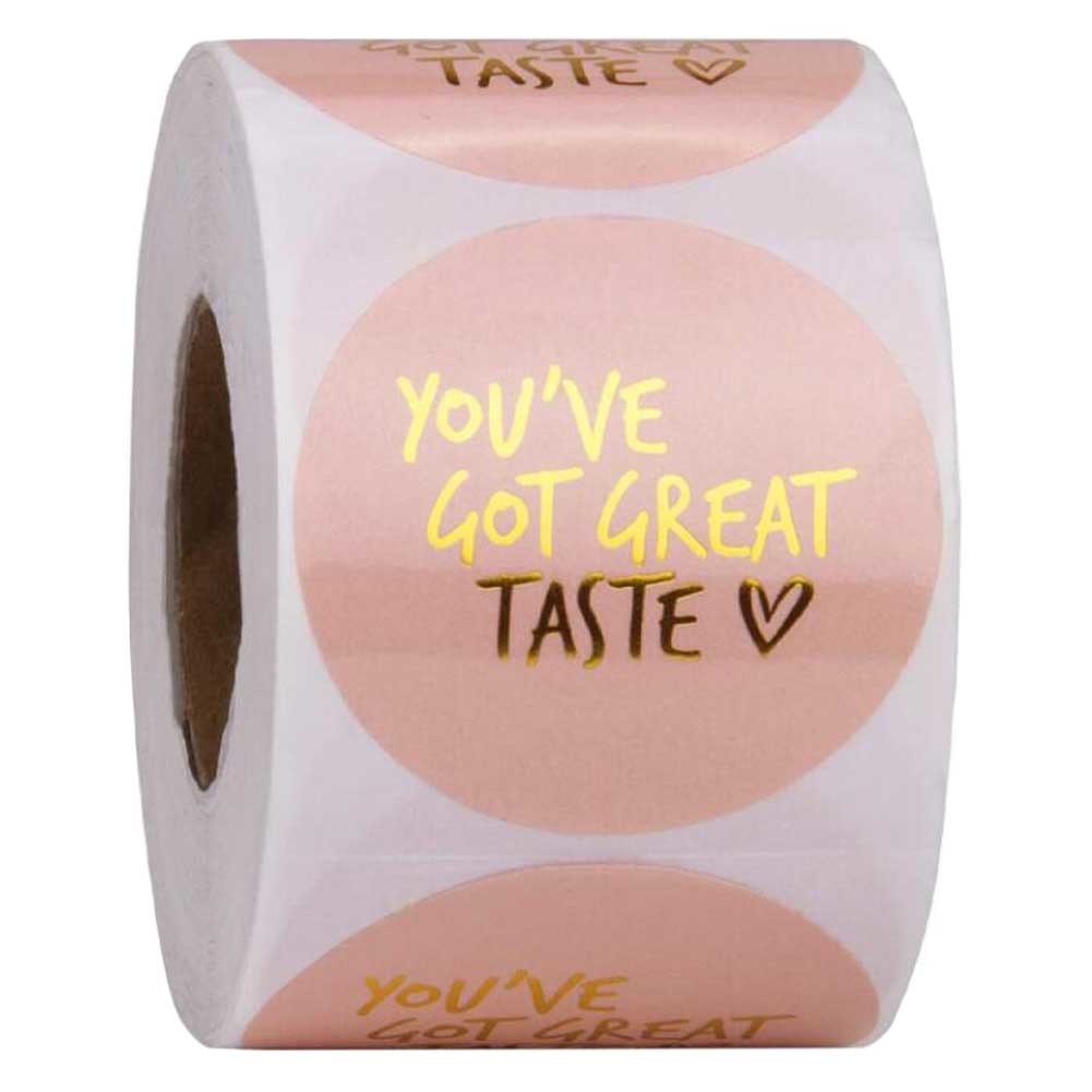 500 Pcs Pink Gold You've Got Great Taste Stickers Baked Business Labels Store Shopping Bag Seals Handmade Gift Stickers, 1 Roll