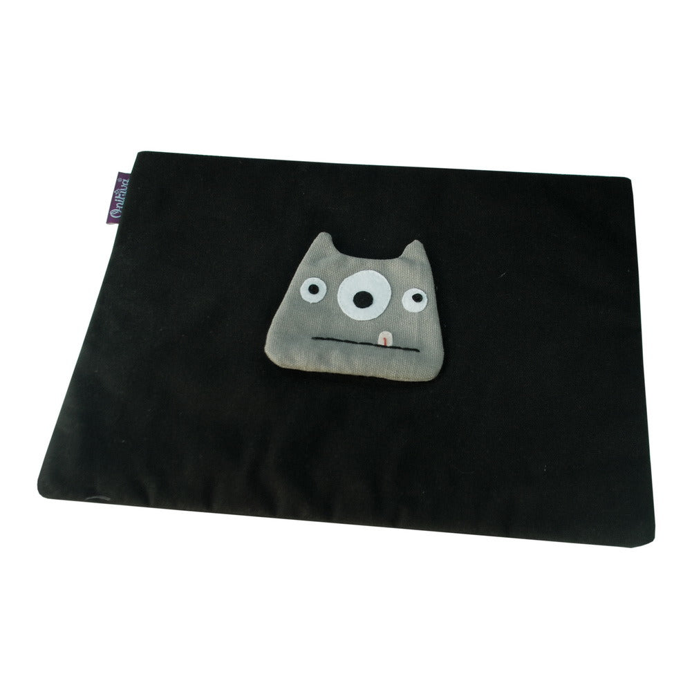 Cute Cartoon Handmade Monster Canvas Zipper Storage Bag for Office Document File Travel