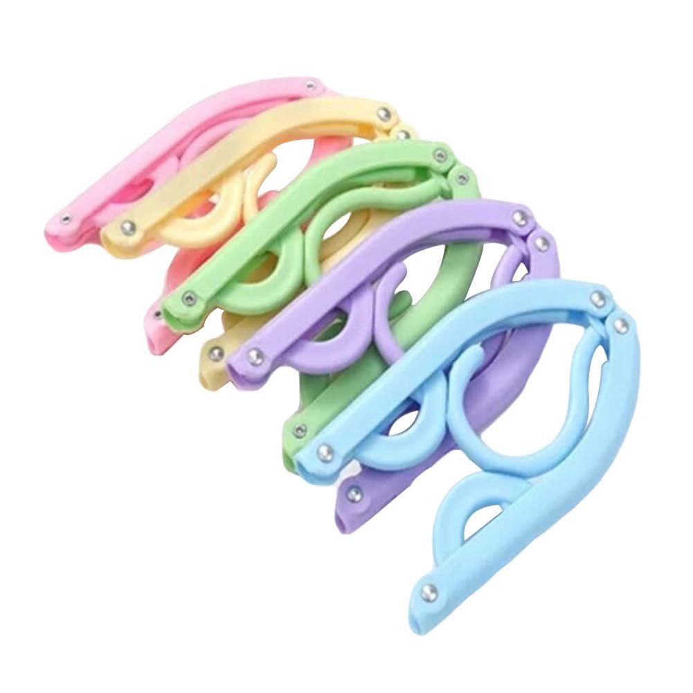 10 Pcs Colorful Portable Folding Clothes Hangers Clothes Drying Rack for Travel