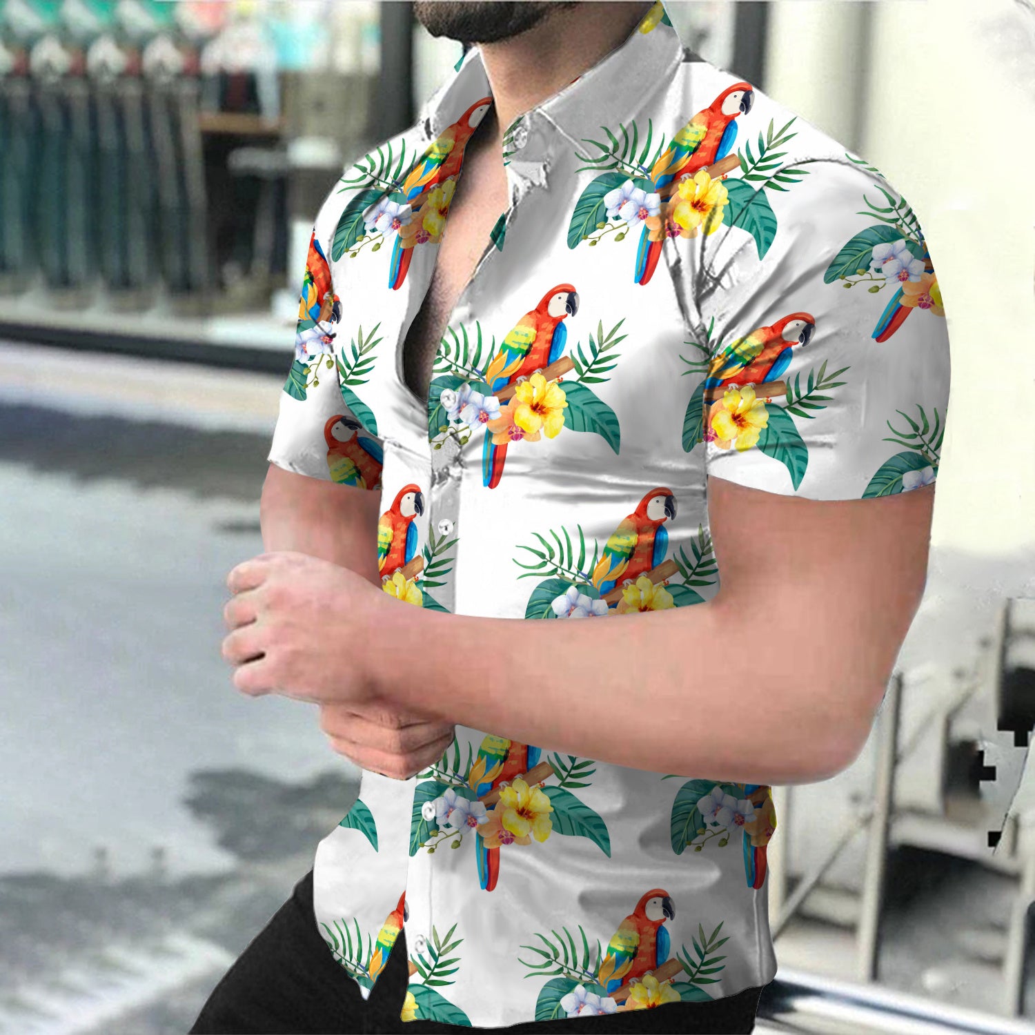 2022 Summer Hot Sale Hawaiian Men's Shirt 3D Digital Printed Parrot Shirt