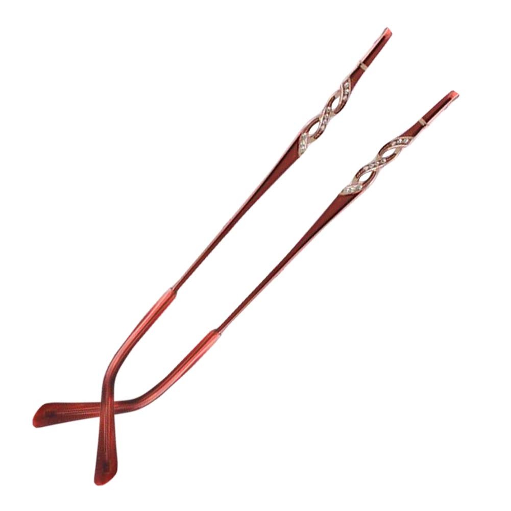 1 Pair Women Lightweight Metal Replacement Temples Arms for Rimless Glasses, Wine Red