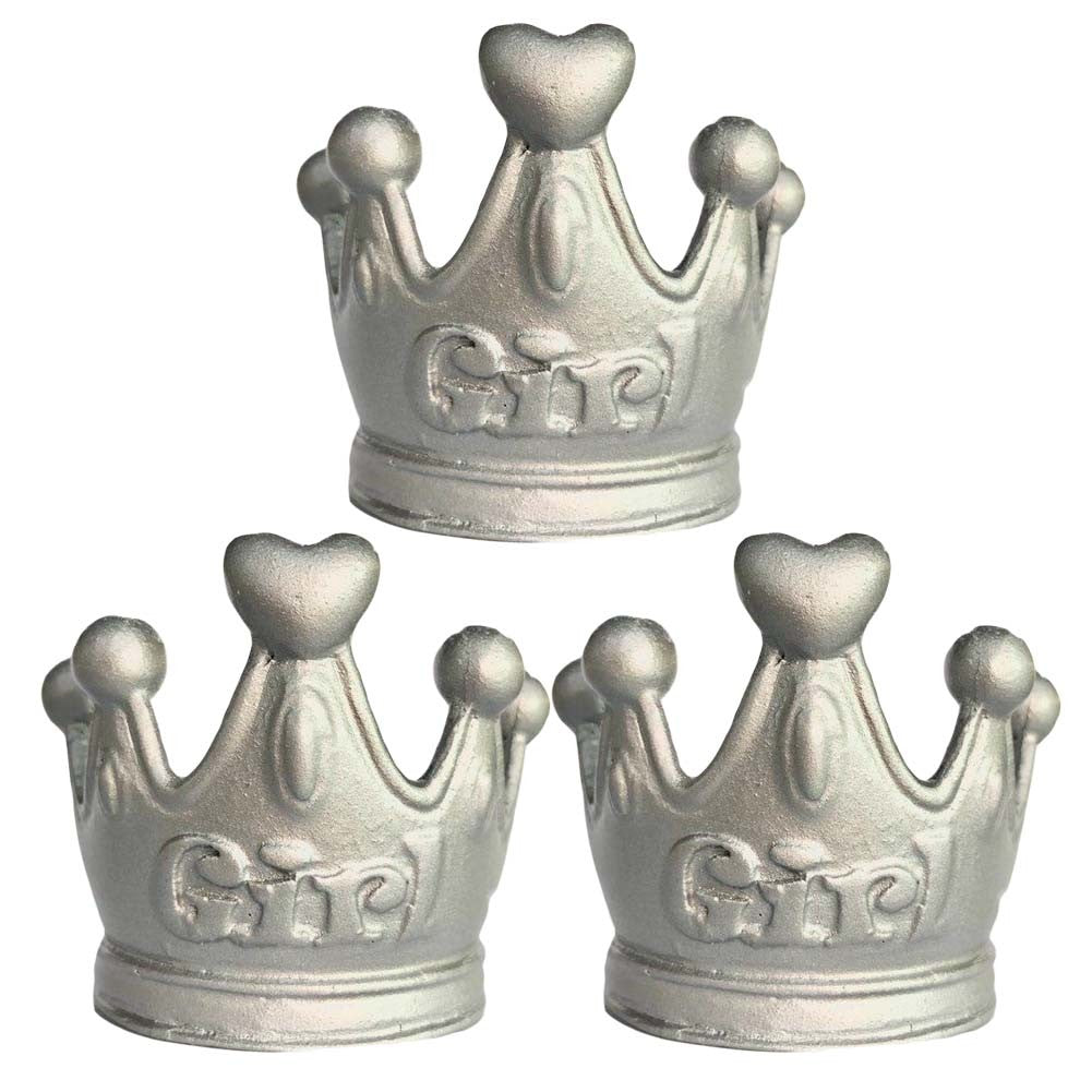 Cute Silver Crown Drawer Knobs Girls Room Wardrobe Decor Handle Pulls, 3 Pcs