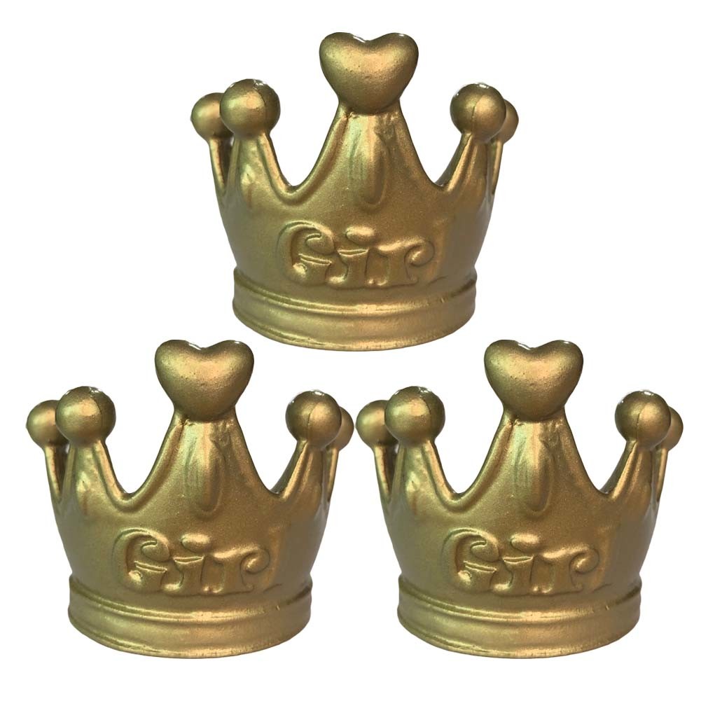 Gold Crown Drawer Knobs Retro Girls Room Wardrobe Pulls Decor, 3 Pcs