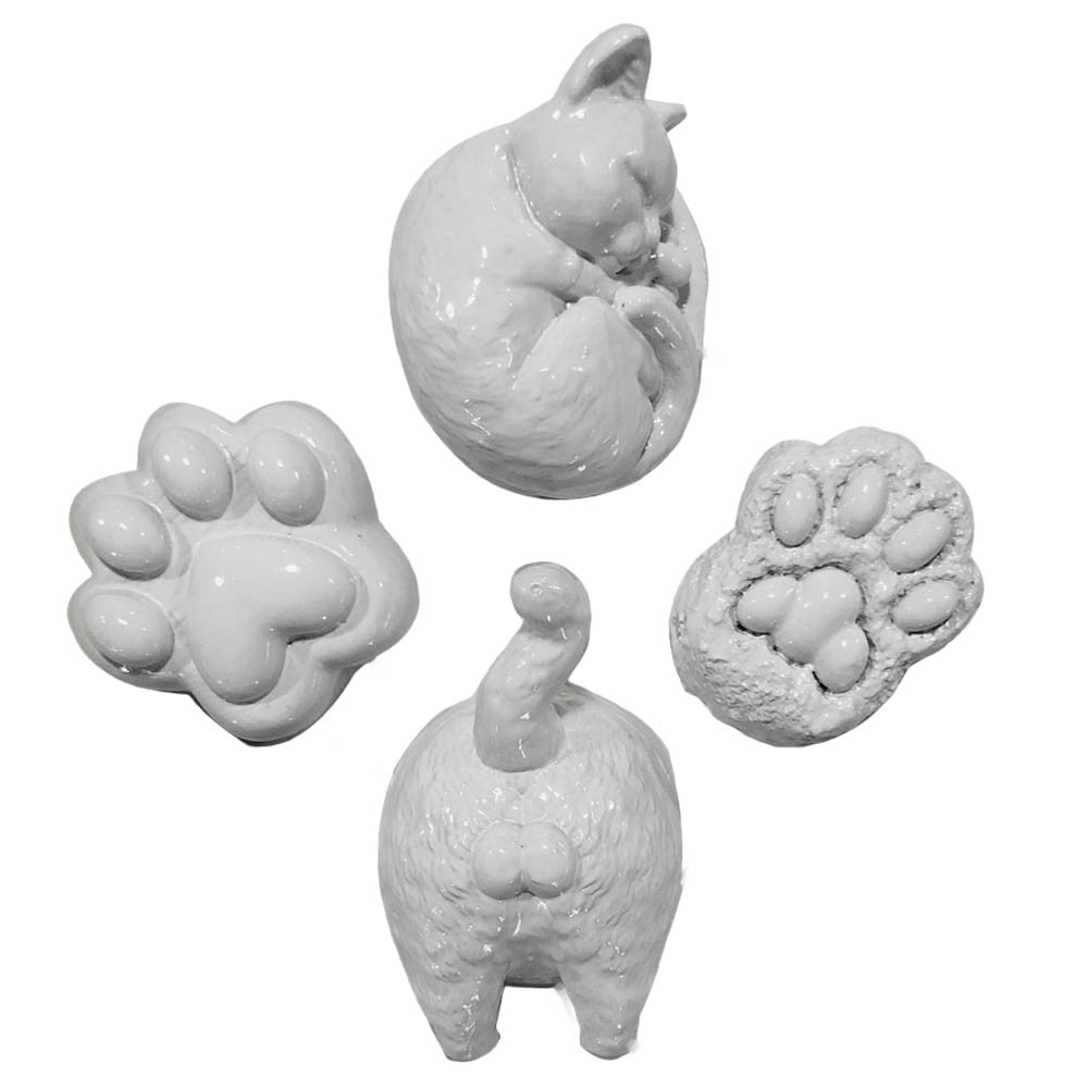 4 Pcs Animal Drawer Dresser Knobs Cute Cats Cabinet Knobs Resin Closet Handle Pulls Furniture Knobs,White