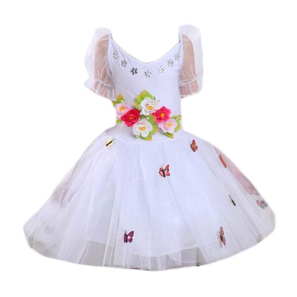 White Ballet Dance Dress Girls Princess Costume Dress Butterfly Ballet Tutu Skirt