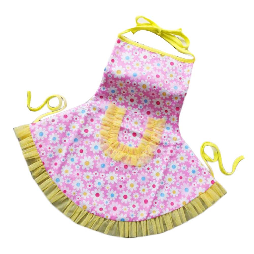 Sleeveless Baby Eating Smock Apron Inner Waterproof Kids Bib Baby Painting Shirt,Yellow Pink Sunflowers 1-4T
