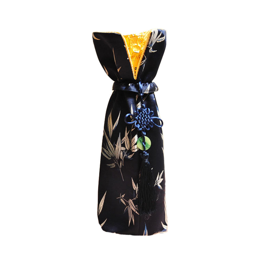 Champagne Bottle Bags Japanese/Chinese Style Deep Blue Bamboo Decorative Wine Bottle Covers