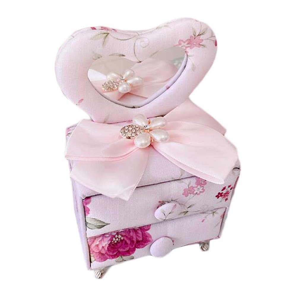 Pink Floral Jewelry Storage Box Organizer Bowknot Princess Dresser Furniture Shape Mini Jewelry Holder