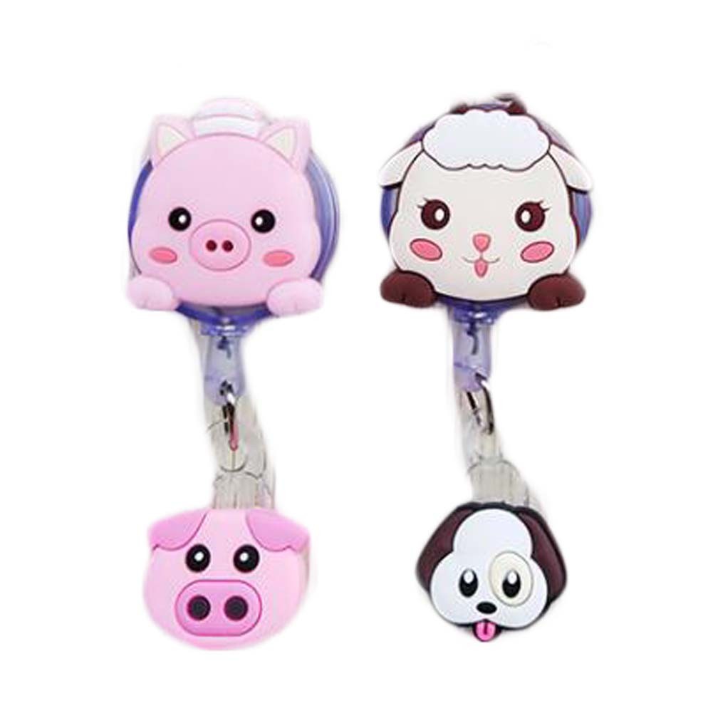 2 Pcs Retractable Badge Clip Animals ID Badge Holders Name Card Bus MetroCard Holders, Random Pattern