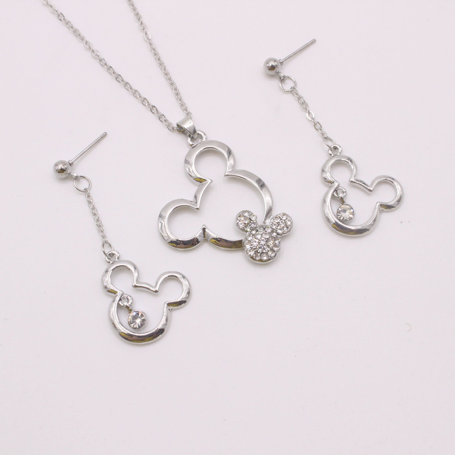 Cartoon Mickey Mouse Necklace Earring Set