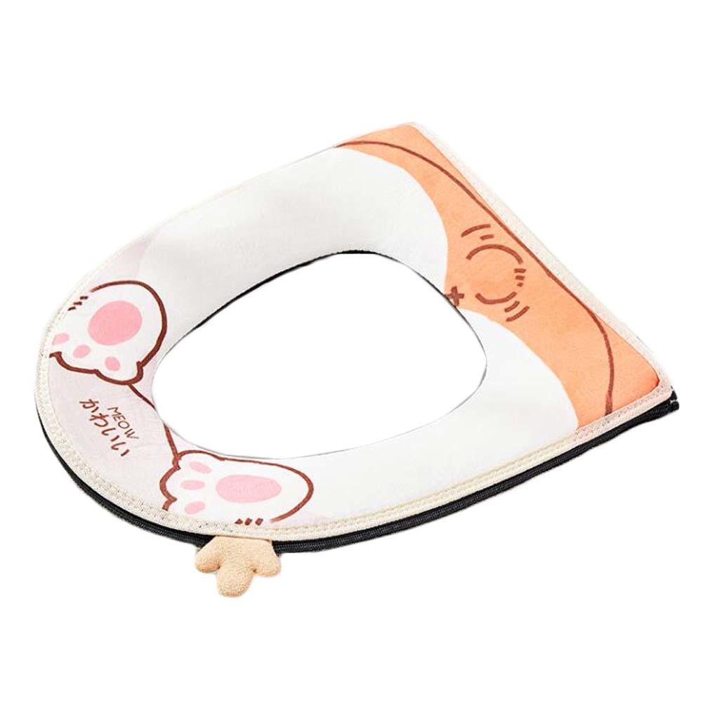 Winter Plush Zipper Toilet Seat Cover Pad Cute Dog Animal Household Toilet Seat Cushion Mat Toilet Seat Warmer