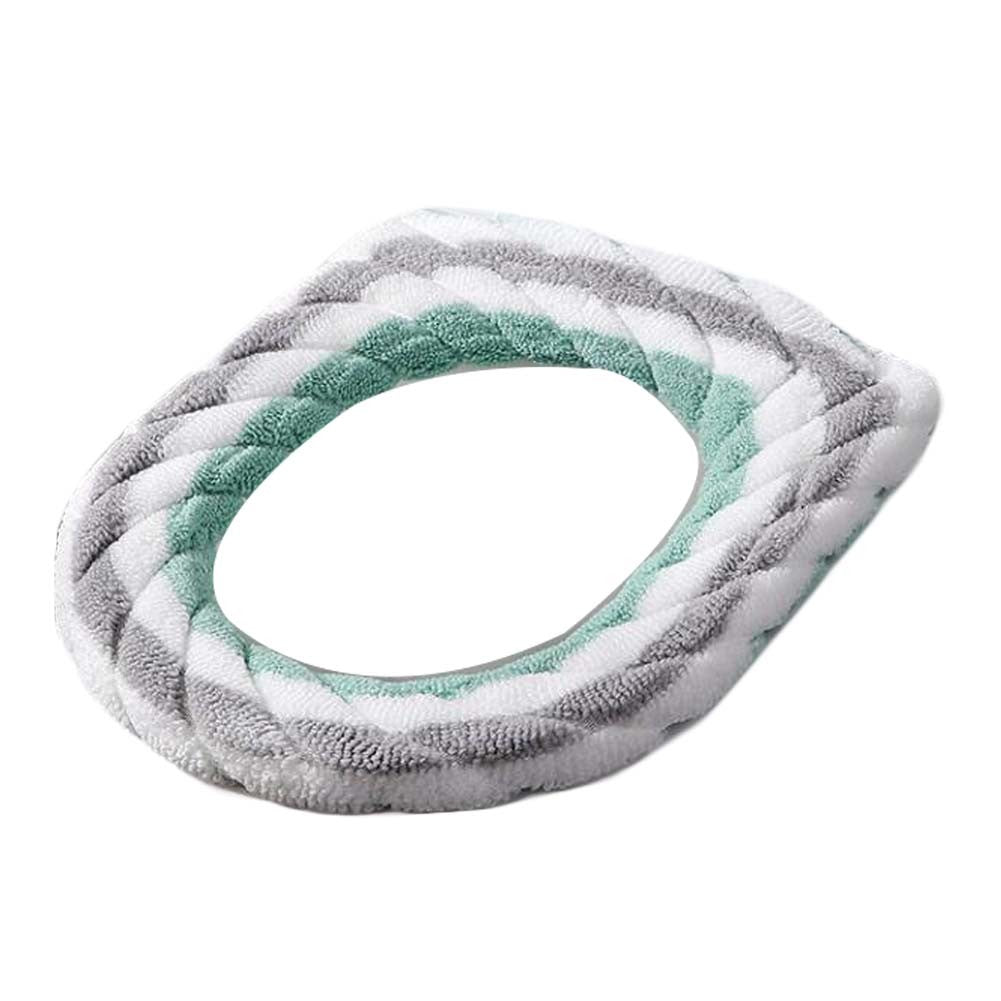 2 Pcs Knit Toilet Seat Cover Pads Winter Stretchable Toilet Seat Cushion Mat Toilet Seat Warmer,Green Grey White