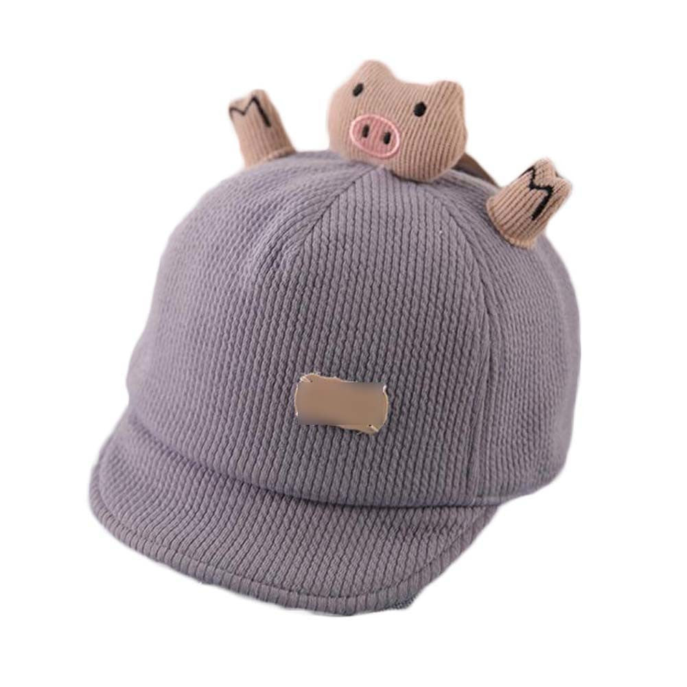 Grey Baby Fall Winter Hat Cute Piggy Cap Boys Girls Baby Baseball Cap Corduroy Sun Hat,4-20 Months